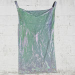 House of Harlow Iridescent Metal Mesh Disco Mini Dress Drape Neck Size Small NWT Silver Photo 2