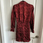 167 Cinq a Sept Gaby Tie Front Snake Print Shirt Dress Size 4 Red Photo 9