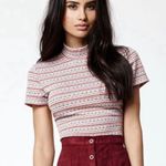 Kendall + Kylie  mock neck striped shirt sleeve top  Photo 0