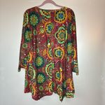 Email Colorful greens browns Floral Women's Tunic Top Red Size undefined Photo 2