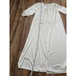Vanity Fair  Vintage Long Nightgown Robe Peignoir Cream Lace Trim Button Front M Photo 5
