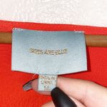 Skies Are Blue  Red Orange Colorblock Tie Front Short Sleeve V Neck Mini Dress Photo 6