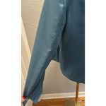 Russell Kemp Blazer SZ 10 100% Silk and Silk Lined Vintage Shoulder Pads Y2K Green Photo 4