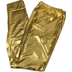 Gold metallic pull on Leggings womens L/XL cosplay costume Halloween disco alien Size L Photo 0