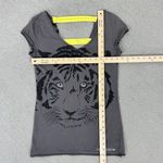 Bebe  Addiction Vintage Tiger Face Cage Back Tee Shirt Grey Small Rhinestone Photo 11