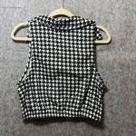 SO  Houndstooth Crop Top‎ Sleeveless Collared Blouse Black White, L Photo 4