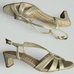 Walking Cradles Leandra Low Heeled Sandal New Gold Sparkle Leather Size 9 Photo 6