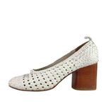 COS  Women's White Weave Braided Leather Block Heel Slip-On Pumps Shoes 40 US 9 Photo 0