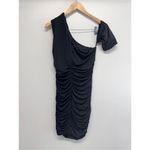 AQUA Mini Dress Size Medium Black Ruched One Shoulder Cocktail Party NWT Photo 2