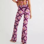 Free People Flare Street Velvet Flare Pants XS High Rise 70s Damask Boho Baroque Photo 11