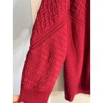 Chico's  Sweater Plus Size 2X Red Cable Knit Cowl Neck Preppy Twee Holidays Photo 3