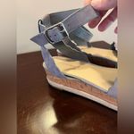 Marc Fisher  Leather Sandals Dusty Blue Scallop Platform Espadrille Size 11 Photo 1