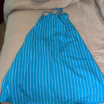 A New Day Blue and White Striped Backless Mini Dress Photo 1
