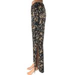 Halogen  Black Multicolor Floral Side Slit High Waisted Maxi Slip Skirt Size M Photo 1