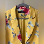 Allegra K Women's Open Front Workwear Crop Suit Blazer Jacket Yellow-Floral Photo 4