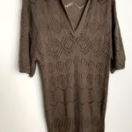 Free People Islamorada Fauxchet Sweater Maxi Crochet Dress Brown Womens Large Photo 7