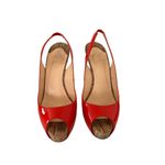 Christian Louboutin Prive 120 Trinidad Red Patent Leather Slingback Heels Sz 37 Photo 3