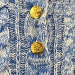 Lands' End ‎ Blue Marled Cable 3/4 Sleeve Boat Neck Pullover Cotton Sweater LARGE Photo 6