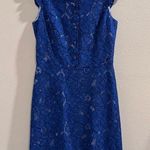 Brooks Brothers Red Fleece Size 2 Blue Floral Lace Lined Sheath Cocktail Dress Photo 0