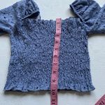 Topshop Lace Puff Sleeve Smocked Crop Top Blue Floral Mesh Size 0 Photo 4