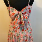 2. Free Assembly Pink & GreenFloral Tiered Midi Dress with Tie Back Size X Photo 11