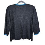Ming Wang  Lace Jacket PXL Petite XL Black Blue Piping 3/4 Sleeve Hook Eye $300 Photo 2