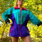 Woolrich Vintage 90s womens neon color block windbreaker jacket with waist cinch Photo 0