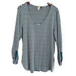 Anthropologie  Akemia Kin Striped V-Neck Long Sleeve Tunic Top Green White Photo 10