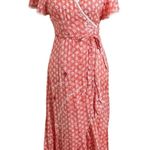 Poupette St. Barth Joe Maxi Dress Wrap Style Orange Floral Ruffle Women’s Small Photo 0