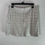 Reformation  Houndstooth Mini Skirt Size 12 Neutral Plaid Photo 4
