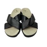 Liz Claiborne  Alisa black leather criss cross strap slip on comfort sandals 7.5 Photo 3