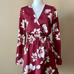 Cupcakes and Cashmere  | Burgundy Floral Long Sleeve Wrap Dress Sz XS Photo 1