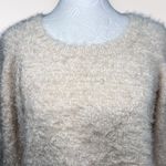 Em & Elle Textured Fuzzy Cream Eyelash Knit Pullover Sweater Small Photo 1
