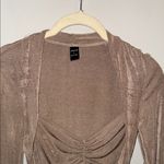 SheIn  Taupe Long Sleeve Slinky Cut-Out Bodysuit Photo 3