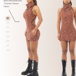 NWT Coucoo Backless Mini Orange Dress Tweed Size S Black Photo 1