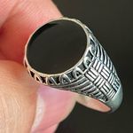 Round black obsidian S925 silver ring size 10.5 Photo 6