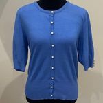 Premise Electric Blue Button-Up Women's cardigans sweater short sleeve pearl buttons Photo 0