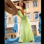 Scotch & Soda  Maison Scotch Lime Green Wrap Summer Sunray Midi Dress Size Medium Photo 1