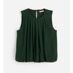 Madewell Sleeveless Crewneck Bubble Top Cotton Pleated Draped Green XXS NWT Photo 5