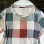 BomBom Buffalo Plaid Lightweight Scoop Neck Sweater Size L Photo 1