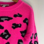autumn cashmere Hot Pink Leopard Pullover Sweater XS Fuchsia MobWife Crewneck Photo 3