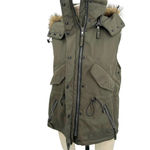 S13/NYC Trapper Vest w Detachable Faux Fur Hood Olive Green Size Small Photo 5