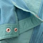 COUNTESS MARA Zip Jacket Aqua Mixed Fabric Nylon Stretch Sleeves Pockets Size L Photo 6