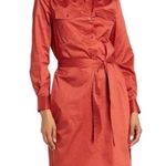 Trina Turk NWT Cotton Long Sleeve Shirt Dress Lobster Red Women's Size Small NEW Photo 0
