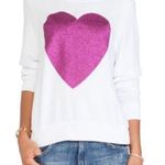 Wildfox Pink Glitter Heart White Sweatshirt Photo 0