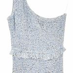 Princess Polly Elza Blue Floral One-Shoulder Smocked Ruffle Mini Dress Size 4 Photo 6