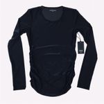 LANSTON Sheer Mesh Rushed Top Women S Black Goth Romantic Athletic Chick NWT Photo 6