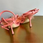 Nine West Peach Orange feather ankle heels sz 6 Photo 9