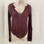 We The Free   Deep Purple  Henley Knit Top Photo 3