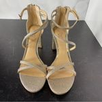 JEWEL BADGLEY MISCHKA Women's Devorah Evening Sandals Gold Glitter Sz 8 Photo 2